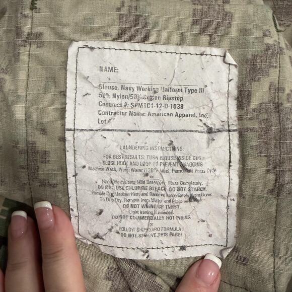 U.S. Navy NWU Type III Shirt Mens Large Short Green Digital Camo Ripstop Uniform - Picture 10 of 10